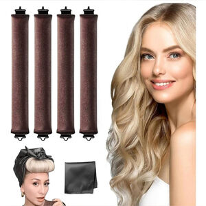 NEW 4 Heatless Hair Curler Set Rods No Heat Needed